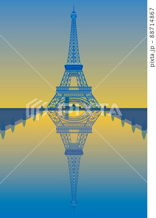 エッフェル塔　tour　eiffel　パリ　paris　トロカデロ庭園　夕景 88714867