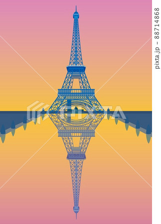 エッフェル塔　tour　eiffel　パリ　paris　トロカデロ庭園　夕景 88714868