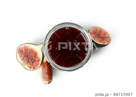 Fig jam and ingredients isolated on white background 88715907