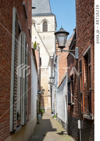 MECHELEN, Malin, Antwerp, BELGIUM, March 28, 2022, Empty laneway in the Groot Begijnhof of Mechelen 88716239
