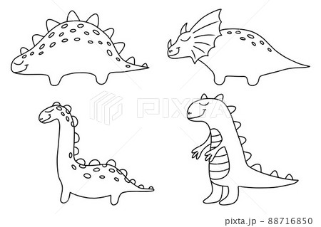 Dinosaur set. Hand drawn dino set. Children's collection of dinosaurs. Doodle style. Vector illustration. Dinosaur set. Hand drawn dino set. Children's collection of dinosaurs. Doodle style. Vector illustration. 88716850