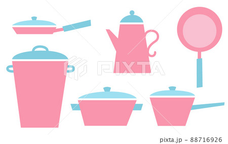 北欧風キッチン鍋セット-ピンク&青 北欧風キッチン鍋セット-ピンク&青 88716926