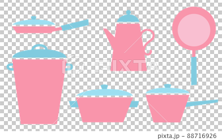 北欧風キッチン鍋セット-ピンク&青 北欧風キッチン鍋セット-ピンク&青 88716926