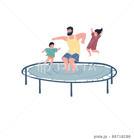 Flat cartoon characters doing sports together,sporty healthy family vector illustration concept Flat cartoon characters doing sports together,sporty healthy family vector illustration concept 88718286