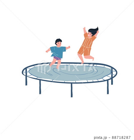 Flat cartoon kid characters having fun,happy childhood vector illustration concept 88718287