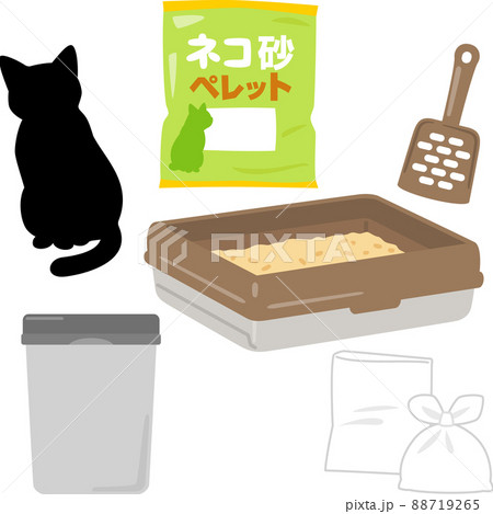 猫のトイレ用品のイラストセット 88719265