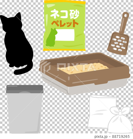 猫のトイレ用品のイラストセット 88719265