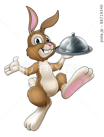 Easter Bunny Rabbit Cartoon Food Tray Cloche Chefのイラスト素材 Easter Bunny Rabbit Cartoon Food Tray Cloche Chefのイラスト素材