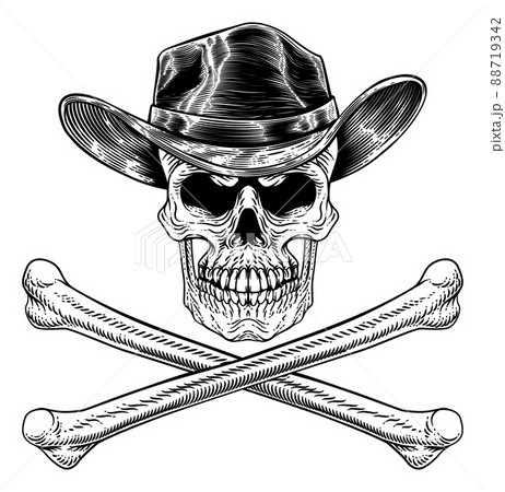 Cowboy Hat Western Skull Pirate Cross Bones 88719342