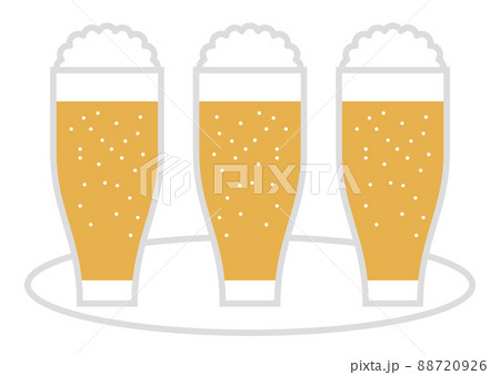 トレイにのったビールグラスのイラスト トレイにのったビールグラスのイラスト 88720926