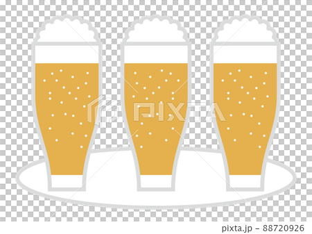 トレイにのったビールグラスのイラスト トレイにのったビールグラスのイラスト 88720926