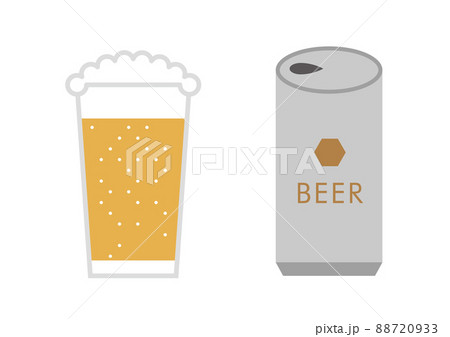 缶ビールをグラスに注いだイラスト 88720933