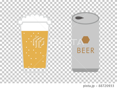 缶ビールをグラスに注いだイラスト 88720933