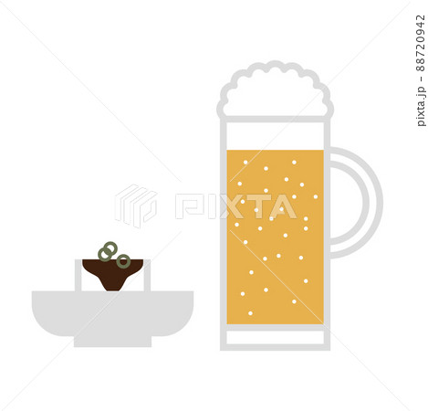 ビールと冷奴のイラスト 88720942