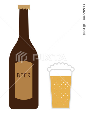 瓶ビールとグラスのイラスト 88720943