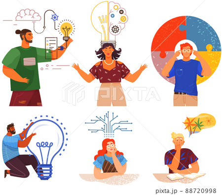 Mindset types set structural, analytical, logical and creative artistic personality predisposition 88720998