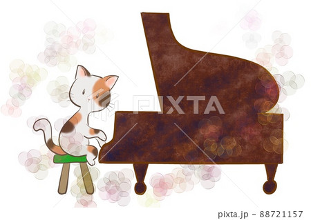 ネコが楽しそうにピアノを弾いているイラスト ネコが楽しそうにピアノを弾いているイラスト 88721157
