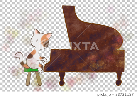 ネコが楽しそうにピアノを弾いているイラスト ネコが楽しそうにピアノを弾いているイラスト 88721157