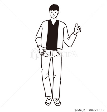 オッケーポーズをする若い男性ベクターイラスト 88721535