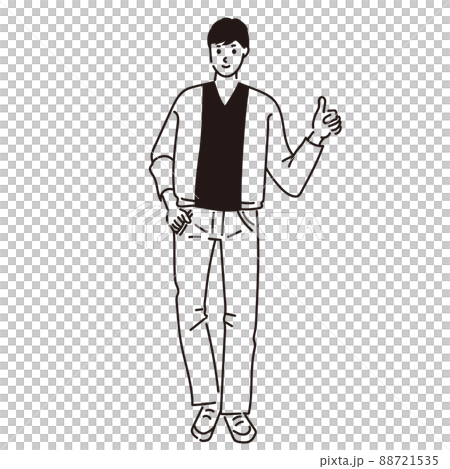 オッケーポーズをする若い男性ベクターイラスト 88721535