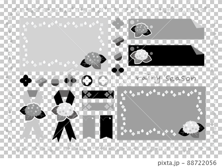 アジサイと雨粒のデザイン素材(モノクロ) アジサイと雨粒のデザイン素材(モノクロ) 88722056