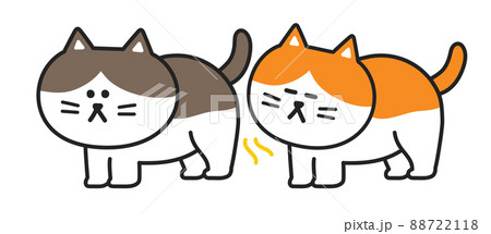 肛門のニオイを嗅ぐ猫　イラスト 88722118