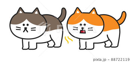 肛門のニオイを嗅いでフレーメン反応を起こす猫　イラスト 88722119