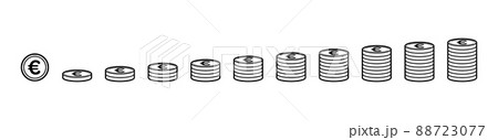 積み重なったユーロのコインのアイコンセット 88723077