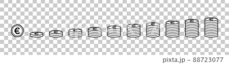 Stacked euro coin icon set Stacked euro coin icon set 88723077