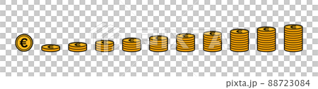 Stacked euro coin icon set Stacked euro coin icon set 88723084