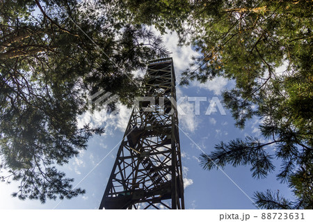 vintage public firetower in the Shatsk, Ukraine 88723631