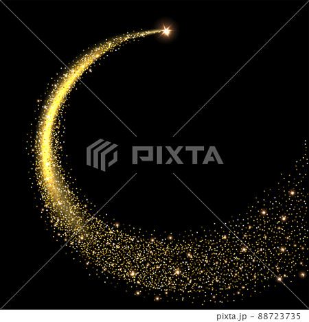 Golden sparkling star with stardust trail. Vector illustration. 88723735