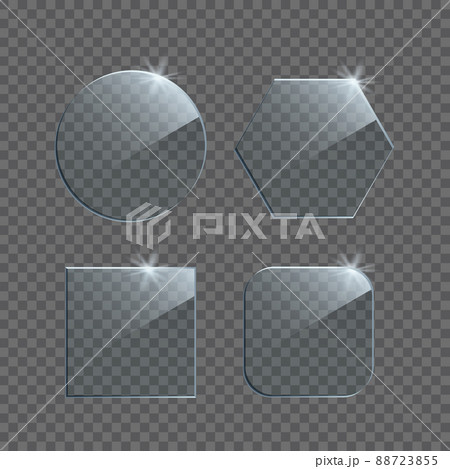 Vector realistic glass plates isolated on transparent background. 88723855