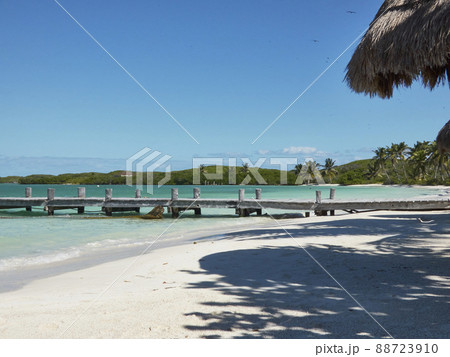 wooden pier on a paradisiacal and lonely beach 88723910
