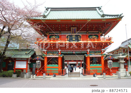 神田神社の隨神門と桜 東京都千代田区外神田 神田神社の隨神門と桜 東京都千代田区外神田 88724571