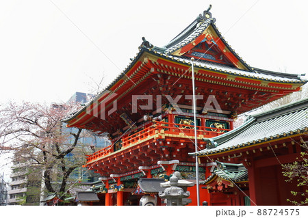 神田神社の隨神門と桜 東京都千代田区外神田 神田神社の隨神門と桜 東京都千代田区外神田 88724575