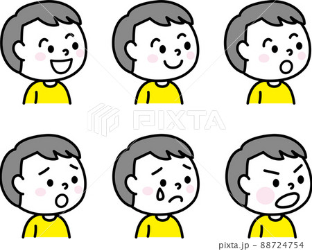 男の子の表情バストアップ6パターン 88724754