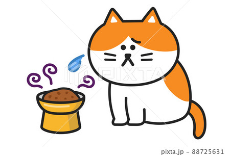 古くなったご飯を食べられない猫　脚付きボウル　イラスト 88725631