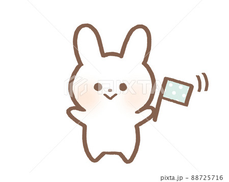 Rabbit waving a flag - Stock Illustration [88725716] - PIXTA: Bức tranh thể hiện một chú thỏ đang vui vẻ cầm lá cờ. Với hình ảnh đẹp cute này, bạn sẽ không thể rời mắt khỏi chú thỏ dễ thương này đâu.