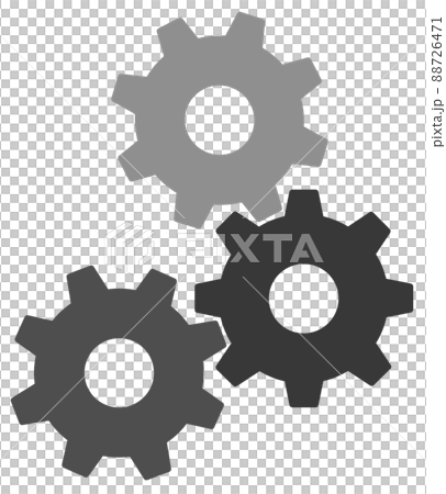 連動して歯車が回転する機械内部のイラストのイラスト素材