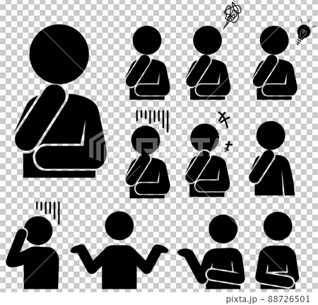 Thinking, worrying poses Various icon sets 88726501