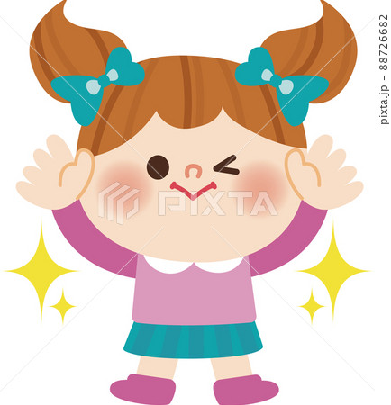 バンザイをする女の子のイラストのイラスト素材 7266