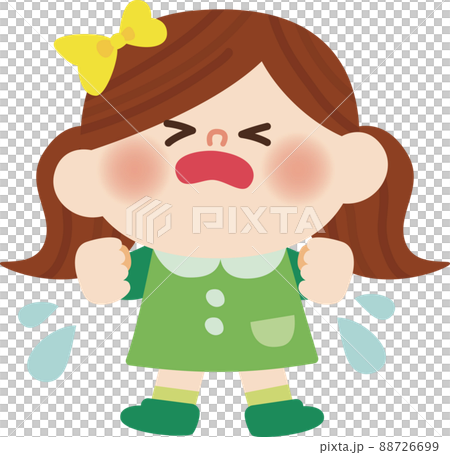 泣いてる女の子のイラストのイラスト素材