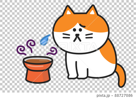 古くなったご飯を食べられない猫　ウェットフード　脚付きボウル　イラスト 88727086
