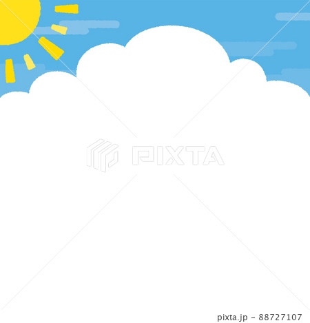 夏空の背景　太陽と入道雲　正方形 88727107
