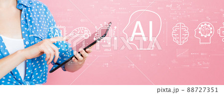 AI concept with woman using a tablet 88727351