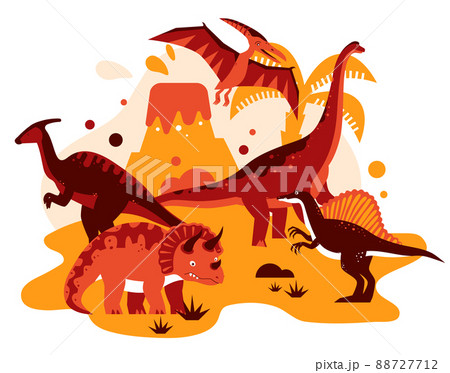 Different dinosaurs - flat design style orange illustration 88727712