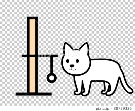 ネコの木と白猫のアイコン 88729326