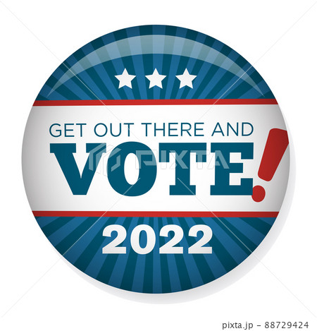 2022 Midterm Elections Design w Red White and Blue Vote Icon 88729424