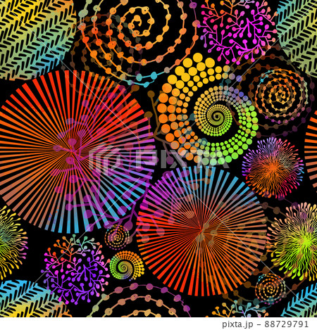 Multicolored seamless graphic background from different circles. Vector illustration 88729791